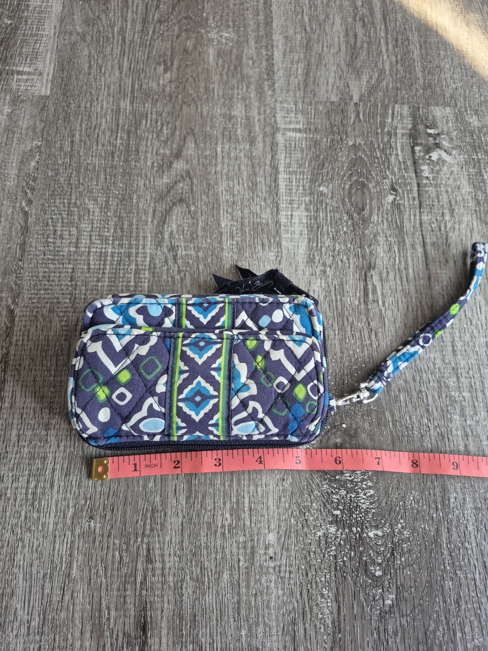 Vera Bradley Blue Navy Teal Patterned Quilted Wristlet Wallet